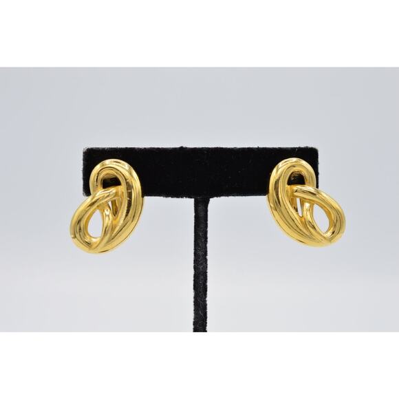 Givenchy Jewelry - Givenchy Vintage Pretzel Knot Clip On Earrings Gold Chunky Signed 1980s BinAB